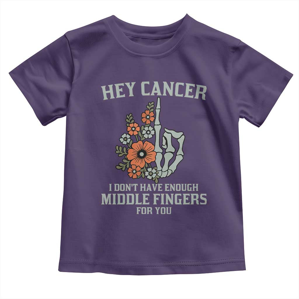 Anti Cancer Skeleton Middle Finger Toddler T Shirt Floral Fck Cancer TS02 Purple Print Your Wear