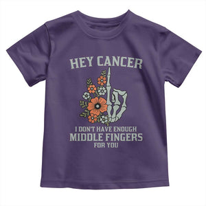 Anti Cancer Skeleton Middle Finger Toddler T Shirt Floral Fck Cancer TS02 Purple Print Your Wear