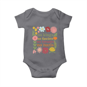 No Kings No Fascists No Tyrants No Nazis Baby Onesie Subtle Resist Retro Boho Floral TS02 Charcoal Print Your Wear