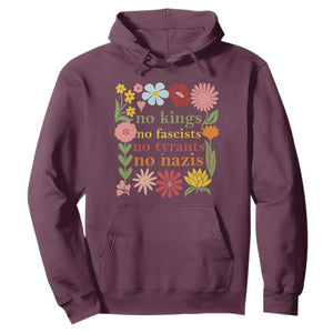 No Kings No Fascists No Tyrants No Nazis Hoodie Subtle Resist Retro Boho Floral TS02 Maroon Print Your Wear