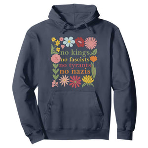 No Kings No Fascists No Tyrants No Nazis Hoodie Subtle Resist Retro Boho Floral TS02 Navy Print Your Wear