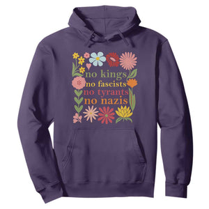 No Kings No Fascists No Tyrants No Nazis Hoodie Subtle Resist Retro Boho Floral TS02 Purple Print Your Wear