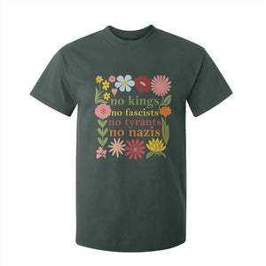 No Kings No Fascists No Tyrants No Nazis T Shirt For Kid Subtle Resist Retro Boho Floral TS02 Dark Forest Green Print Your Wear