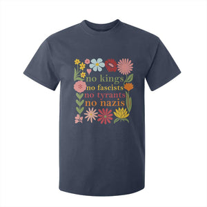 No Kings No Fascists No Tyrants No Nazis T Shirt For Kid Subtle Resist Retro Boho Floral TS02 Navy Print Your Wear
