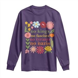 No Kings No Fascists No Tyrants No Nazis Long Sleeve Shirt Subtle Resist Retro Boho Floral TS02 Purple Print Your Wear