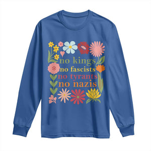No Kings No Fascists No Tyrants No Nazis Long Sleeve Shirt Subtle Resist Retro Boho Floral TS02 Royal Blue Print Your Wear