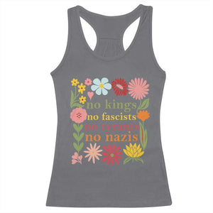 No Kings No Fascists No Tyrants No Nazis Racerback Tank Top Subtle Resist Retro Boho Floral TS02 Charcoal Print Your Wear