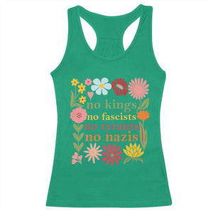 No Kings No Fascists No Tyrants No Nazis Racerback Tank Top Subtle Resist Retro Boho Floral TS02 Irish Green Print Your Wear