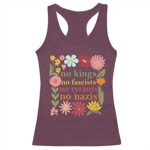 No Kings No Fascists No Tyrants No Nazis Racerback Tank Top Subtle Resist Retro Boho Floral TS02 Maroon Print Your Wear