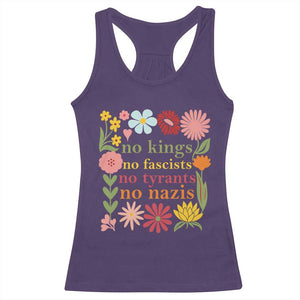No Kings No Fascists No Tyrants No Nazis Racerback Tank Top Subtle Resist Retro Boho Floral TS02 Purple Print Your Wear