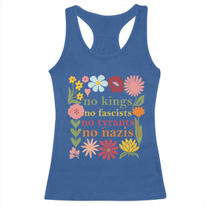 No Kings No Fascists No Tyrants No Nazis Racerback Tank Top Subtle Resist Retro Boho Floral TS02 Royal Blue Print Your Wear