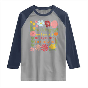 No Kings No Fascists No Tyrants No Nazis Raglan Shirt Subtle Resist Retro Boho Floral TS02 Sport Gray Navy Print Your Wear