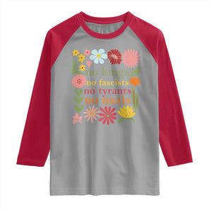 No Kings No Fascists No Tyrants No Nazis Raglan Shirt Subtle Resist Retro Boho Floral TS02 Sport Gray Red Print Your Wear