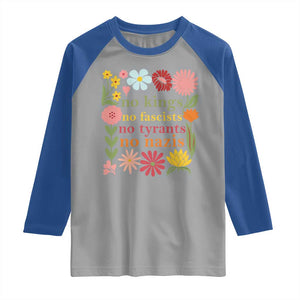 No Kings No Fascists No Tyrants No Nazis Raglan Shirt Subtle Resist Retro Boho Floral TS02 Sport Gray Royal Print Your Wear