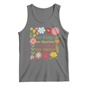 No Kings No Fascists No Tyrants No Nazis Tank Top Subtle Resist Retro Boho Floral TS02 Black Heather Print Your Wear