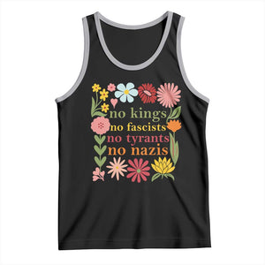 No Kings No Fascists No Tyrants No Nazis Tank Top Subtle Resist Retro Boho Floral TS02 Black Athletic Heather Print Your Wear