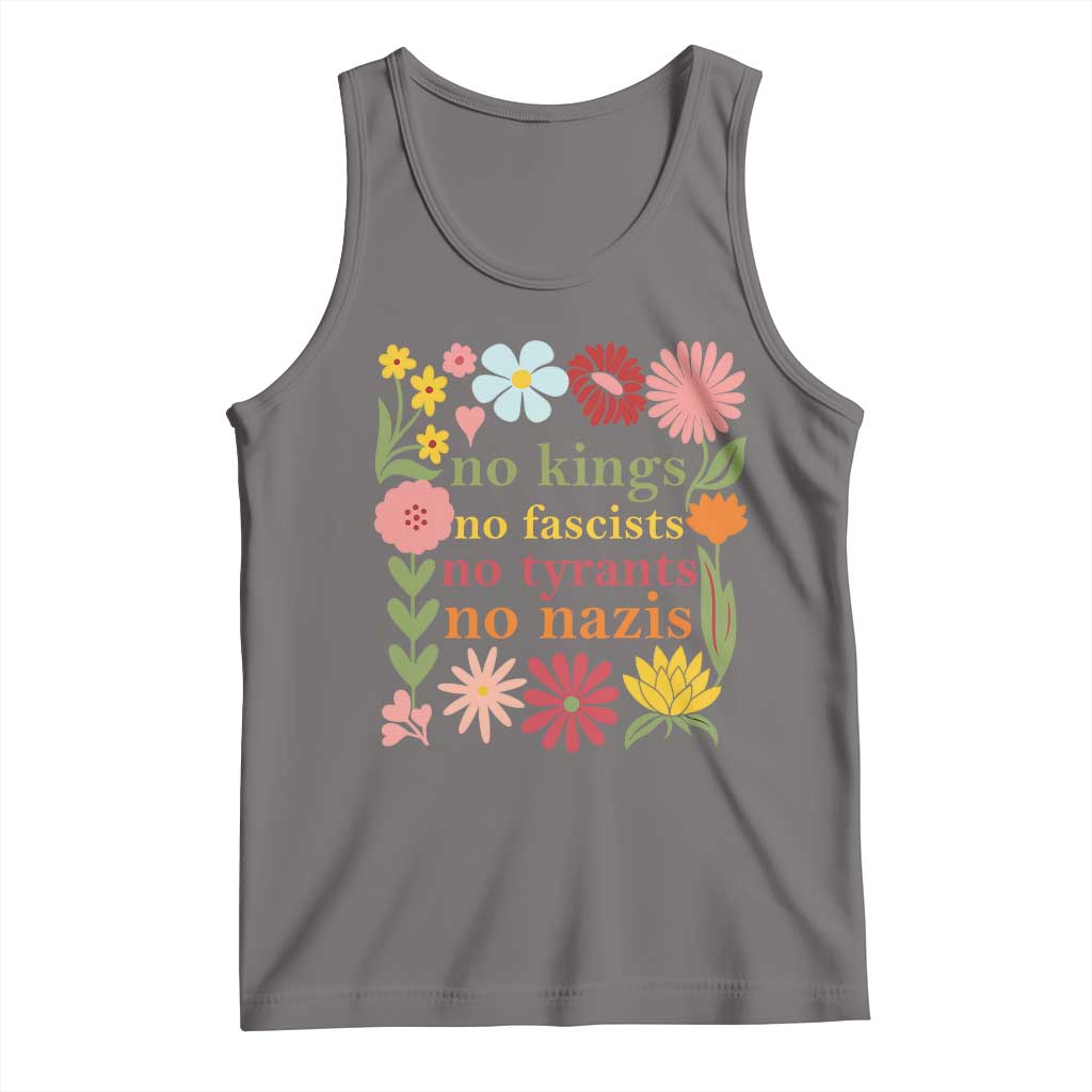 No Kings No Fascists No Tyrants No Nazis Tank Top Subtle Resist Retro Boho Floral TS02 Deep Heather Print Your Wear