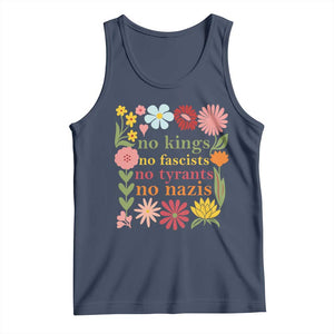 No Kings No Fascists No Tyrants No Nazis Tank Top Subtle Resist Retro Boho Floral TS02 Navy Print Your Wear