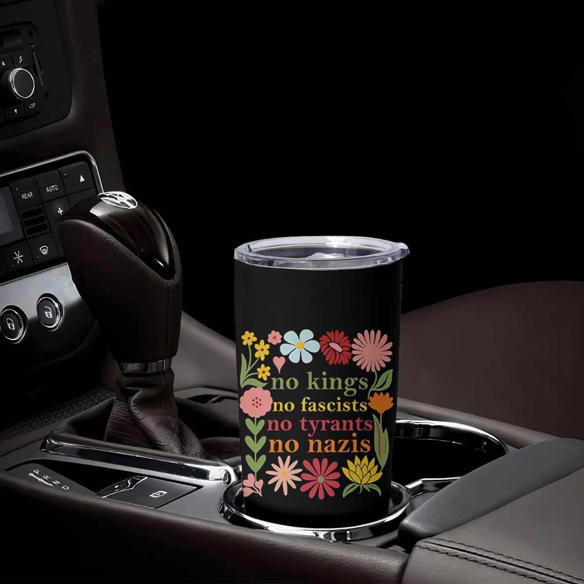 No Kings No Fascists No Tyrants No Nazis Tumbler Cup Subtle Resist Retro Boho Floral TS02 Print Your Wear