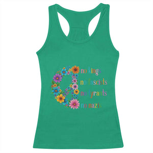 No Kings No Fascists No Tyrants No Nazis Racerback Tank Top Resist Retro Boho Floral Peace Sign TS02 Irish Green Print Your Wear