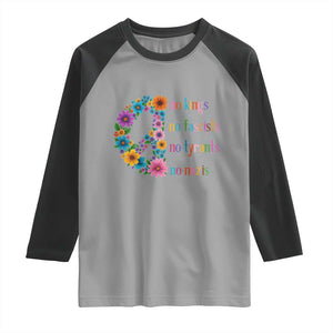 No Kings No Fascists No Tyrants No Nazis Raglan Shirt Resist Retro Boho Floral Peace Sign TS02 Sport Gray Black Print Your Wear