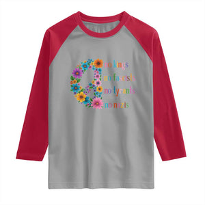 No Kings No Fascists No Tyrants No Nazis Raglan Shirt Resist Retro Boho Floral Peace Sign TS02 Sport Gray Red Print Your Wear