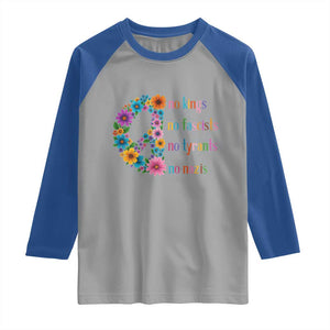 No Kings No Fascists No Tyrants No Nazis Raglan Shirt Resist Retro Boho Floral Peace Sign TS02 Sport Gray Royal Print Your Wear
