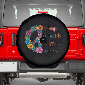 No Kings No Fascists No Tyrants No Nazis Spare Tire Cover Resist Retro Boho Floral Peace Sign TS02 Black Print Your Wear