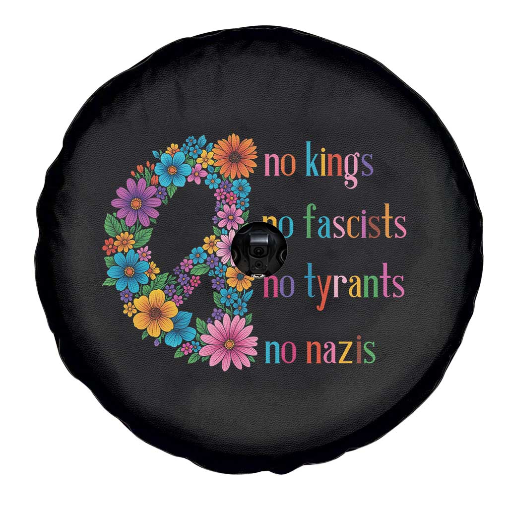 No Kings No Fascists No Tyrants No Nazis Spare Tire Cover Resist Retro Boho Floral Peace Sign TS02 Print Your Wear