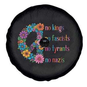 No Kings No Fascists No Tyrants No Nazis Spare Tire Cover Resist Retro Boho Floral Peace Sign TS02 Print Your Wear