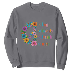 No Kings No Fascists No Tyrants No Nazis Sweatshirt Resist Retro Boho Floral Peace Sign TS02 Charcoal Print Your Wear