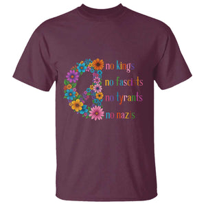 No Kings No Fascists No Tyrants No Nazis T Shirt Resist Retro Boho Floral Peace Sign TS02 Maroon Print Your Wear