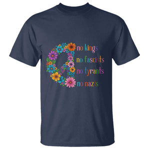 No Kings No Fascists No Tyrants No Nazis T Shirt Resist Retro Boho Floral Peace Sign TS02 Navy Print Your Wear
