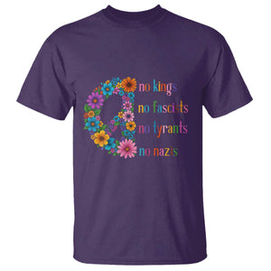 No Kings No Fascists No Tyrants No Nazis T Shirt Resist Retro Boho Floral Peace Sign TS02 Purple Print Your Wear