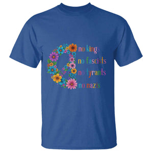 No Kings No Fascists No Tyrants No Nazis T Shirt Resist Retro Boho Floral Peace Sign TS02 Royal Blue Print Your Wear
