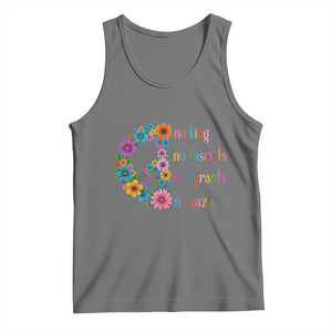 No Kings No Fascists No Tyrants No Nazis Tank Top Resist Retro Boho Floral Peace Sign TS02 Black Heather Print Your Wear