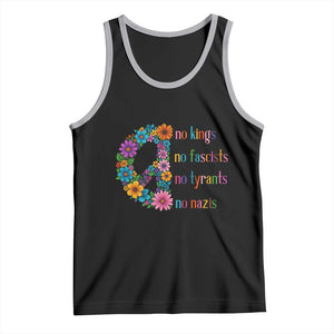 No Kings No Fascists No Tyrants No Nazis Tank Top Resist Retro Boho Floral Peace Sign TS02 Black Athletic Heather Print Your Wear