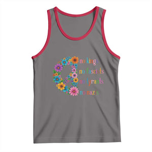 No Kings No Fascists No Tyrants No Nazis Tank Top Resist Retro Boho Floral Peace Sign TS02 Deep Heather Red Print Your Wear
