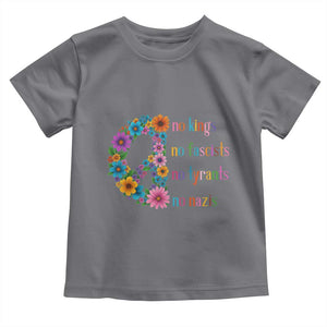No Kings No Fascists No Tyrants No Nazis Toddler T Shirt Resist Retro Boho Floral Peace Sign TS02 Charcoal Print Your Wear