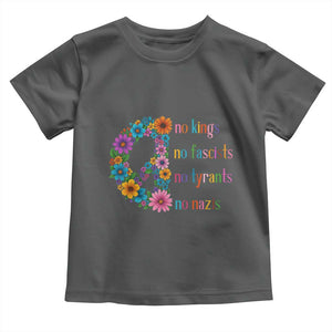 No Kings No Fascists No Tyrants No Nazis Toddler T Shirt Resist Retro Boho Floral Peace Sign TS02 Dark Heather Print Your Wear