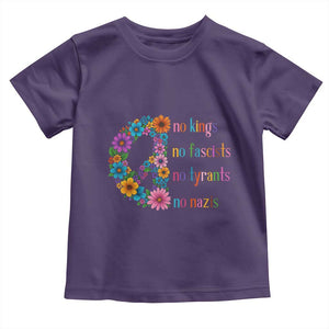 No Kings No Fascists No Tyrants No Nazis Toddler T Shirt Resist Retro Boho Floral Peace Sign TS02 Purple Print Your Wear