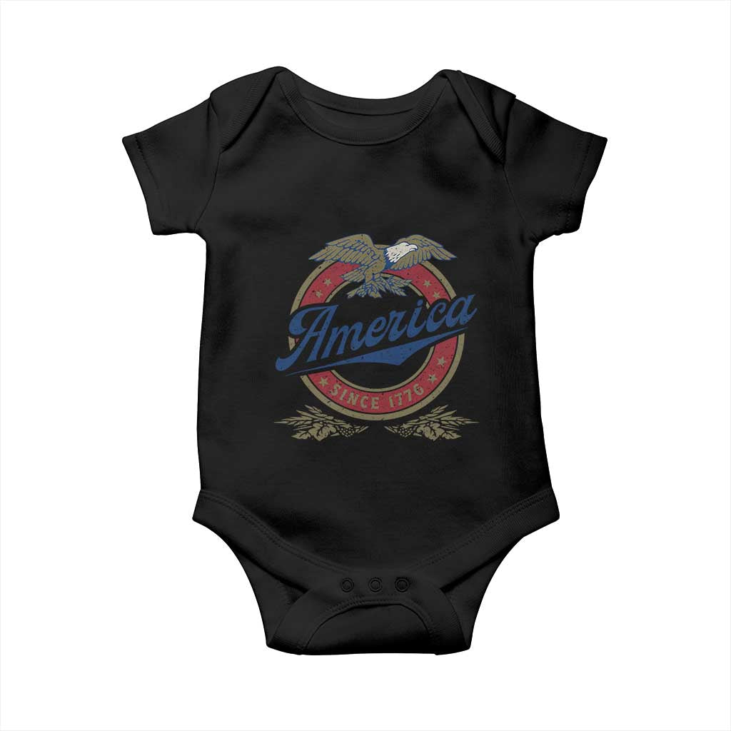 America Since 1776 Baby Onesie 4th of July Retro Vintage Patriotic Eagle Pride TS02 Black Print Your Wear