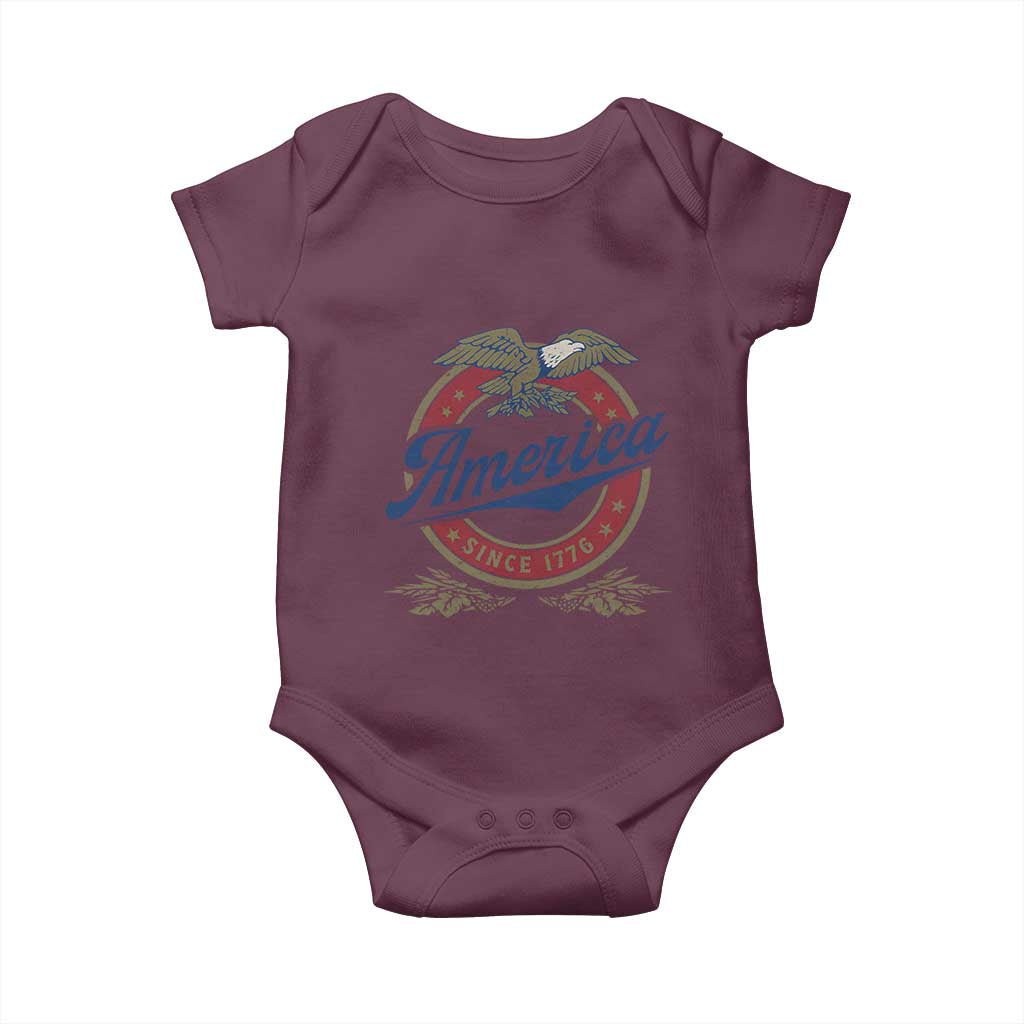 America Since 1776 Baby Onesie 4th of July Retro Vintage Patriotic Eagle Pride TS02 Maroon Print Your Wear