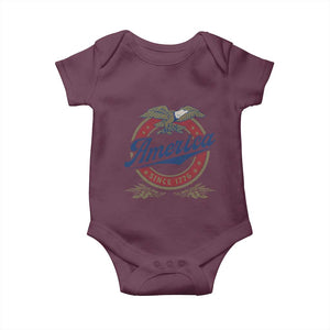 America Since 1776 Baby Onesie 4th of July Retro Vintage Patriotic Eagle Pride TS02 Maroon Print Your Wear