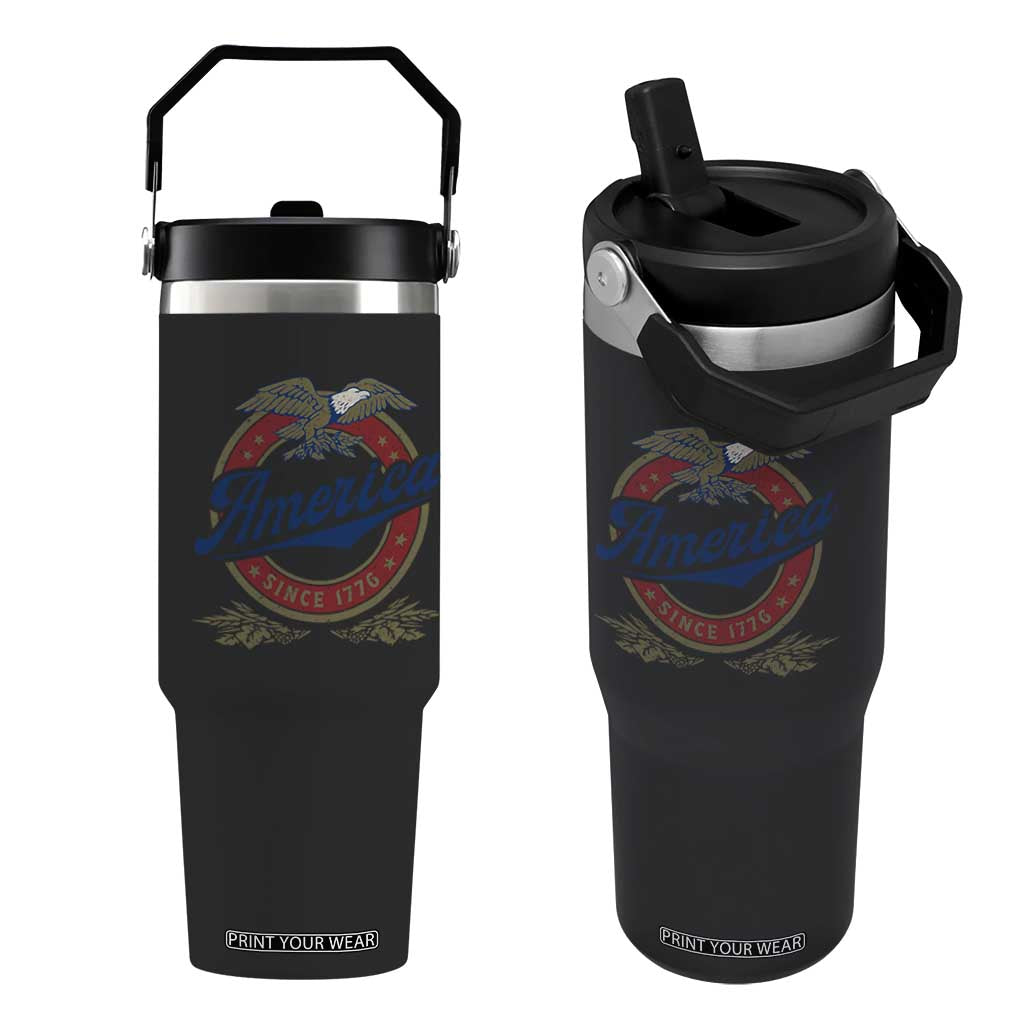 America Since 1776 Flip Straw Tumbler 4th of July Retro Vintage Patriotic Eagle Pride TS02 One Size: 30 oz Black Print Your Wear