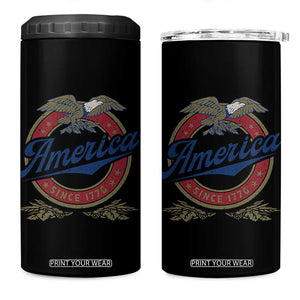 America Since 1776 4 in 1 Can Cooler Tumbler 4th of July Retro Vintage Patriotic Eagle Pride TS02 One Size: 16 oz Black Print Your Wear