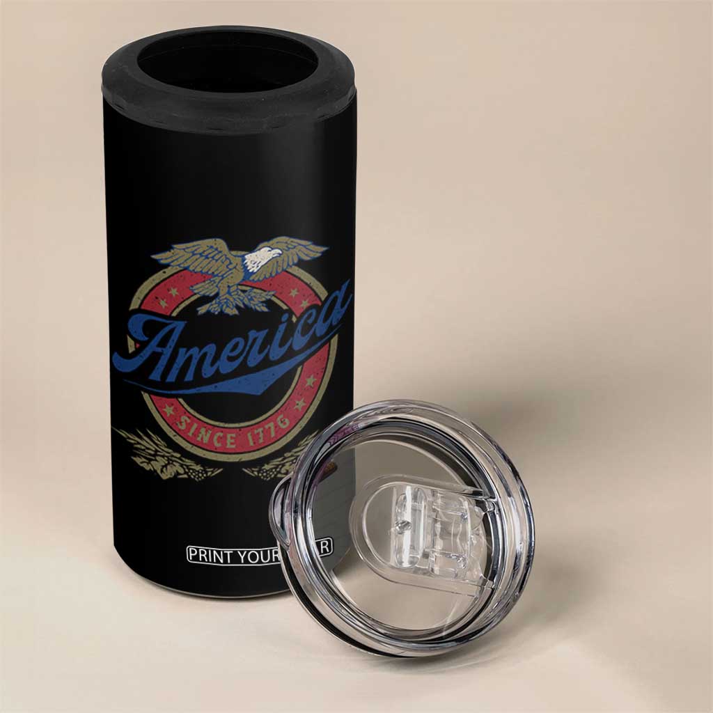 America Since 1776 4 in 1 Can Cooler Tumbler 4th of July Retro Vintage Patriotic Eagle Pride TS02 Print Your Wear