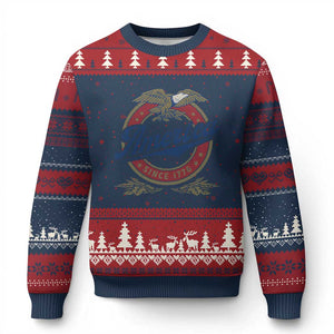 America Since 1776 Ugly Christmas Sweater 4th of July Retro Vintage Patriotic Eagle Pride TS02 Navy Red Print Your Wear