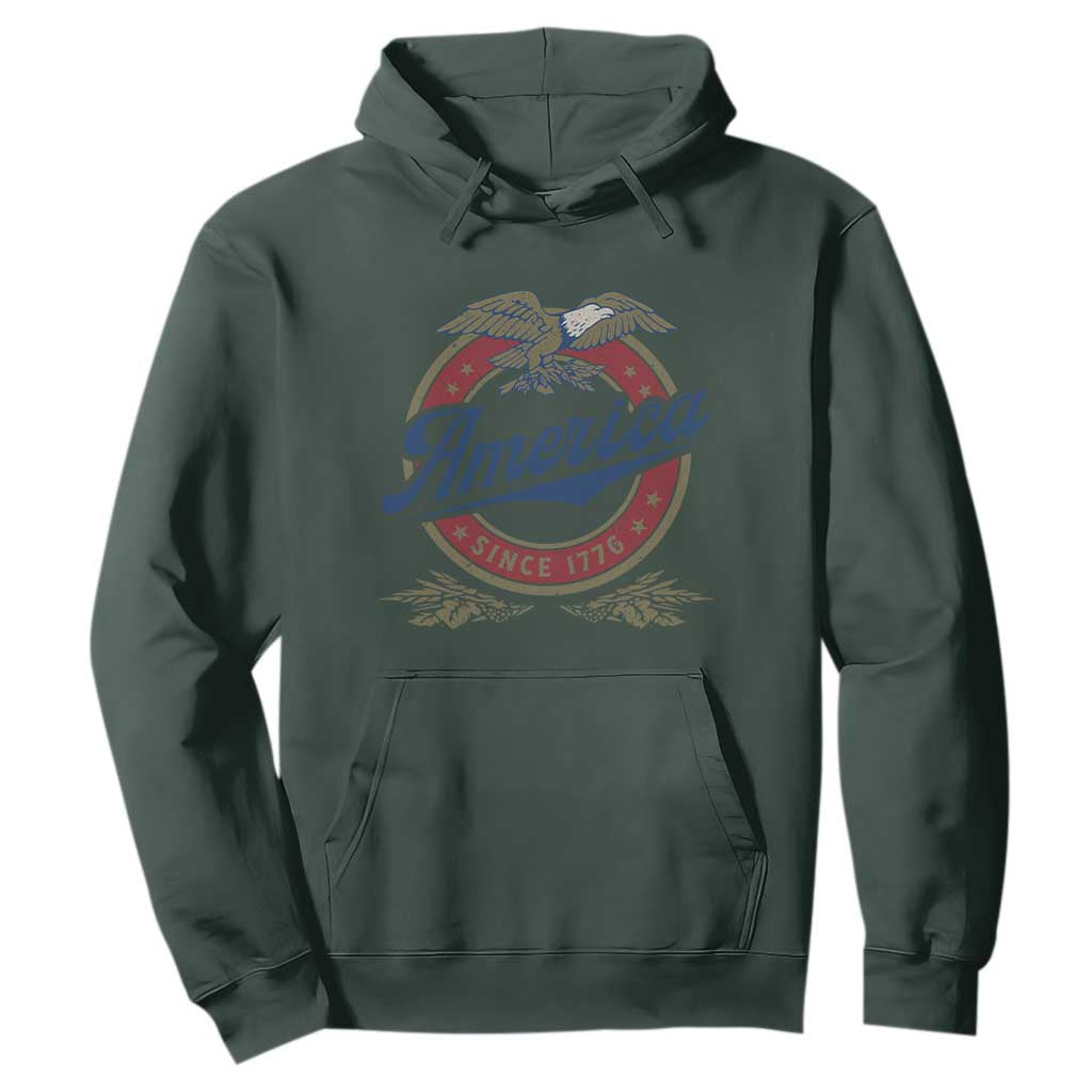 America Since 1776 Hoodie 4th of July Retro Vintage Patriotic Eagle Pride TS02 Dark Forest Green Print Your Wear