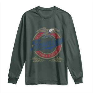 America Since 1776 Long Sleeve Shirt 4th of July Retro Vintage Patriotic Eagle Pride TS02 Dark Forest Green Print Your Wear